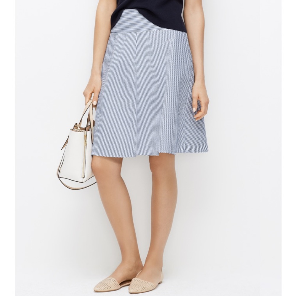 Ann Taylor Pinstripes A-Line Skirt (Excellent Condition) Cotton-Nylon-Spandex